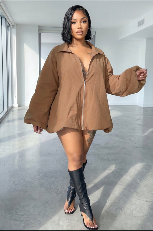 The Mocha Muse Bubble Jacket | Chocolate