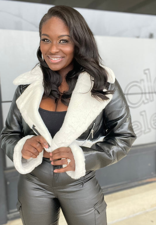 “Nena” faux leather bomber